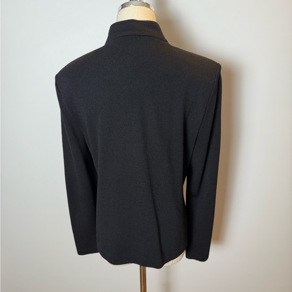 St. John Black Textured Knit Jacket Size 10 - Picture 6 of 10